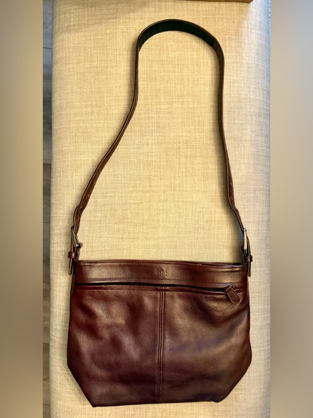 SAS Dark Brown Leather Crossbody Bag